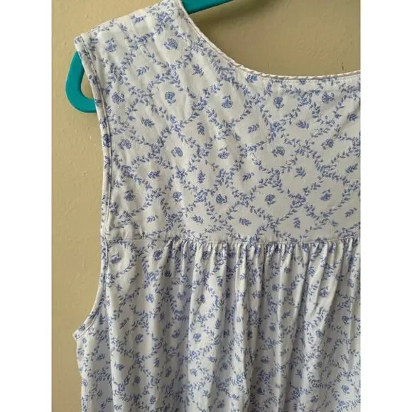 Eileen West Blue & White Floral Cotton Nightgown Size 3X - Picture 5 of 10